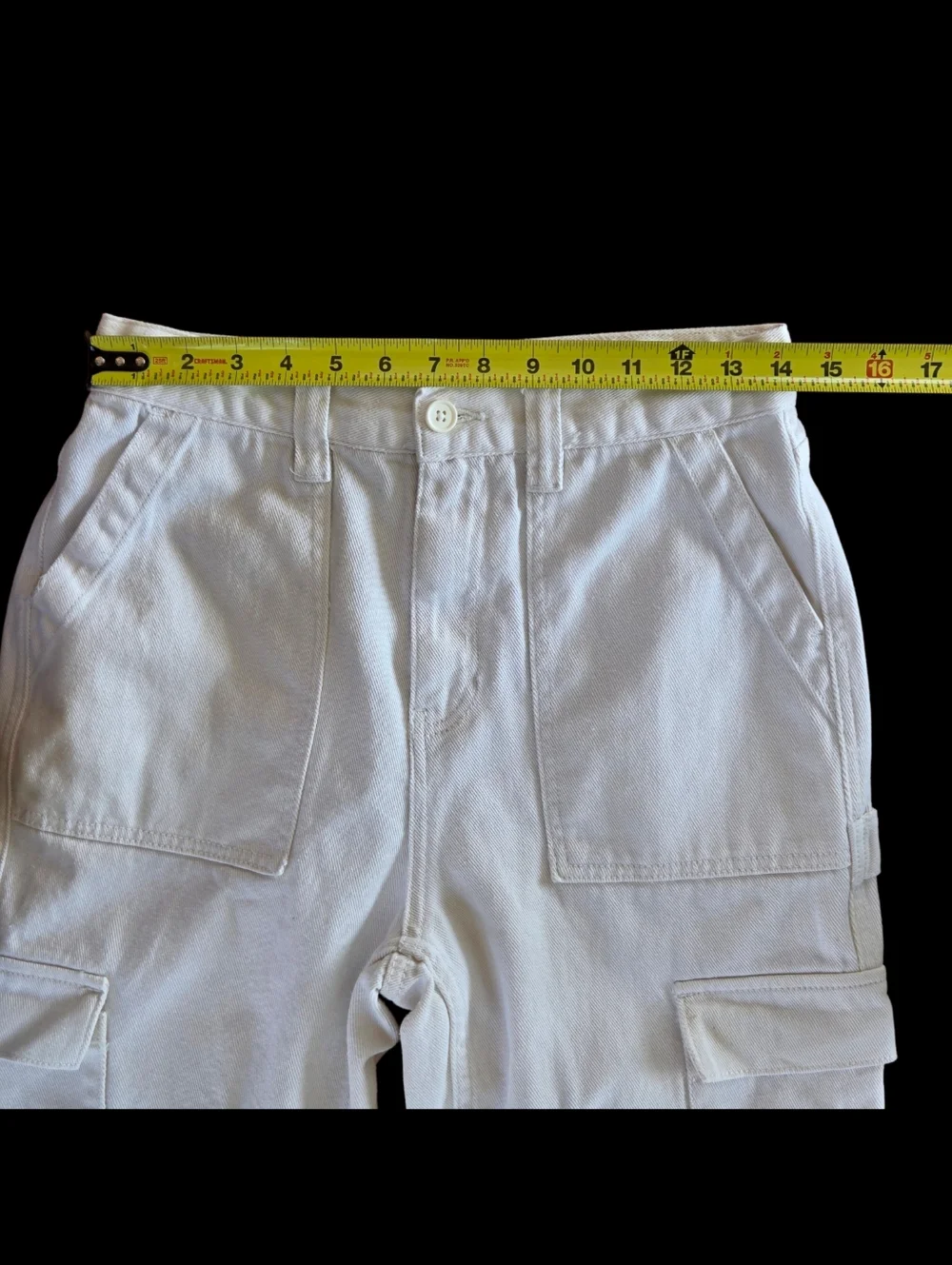 Pacsun Cargo Skate Pants 28 High Waist Off White Rigid Denim Fabric Utility Loop